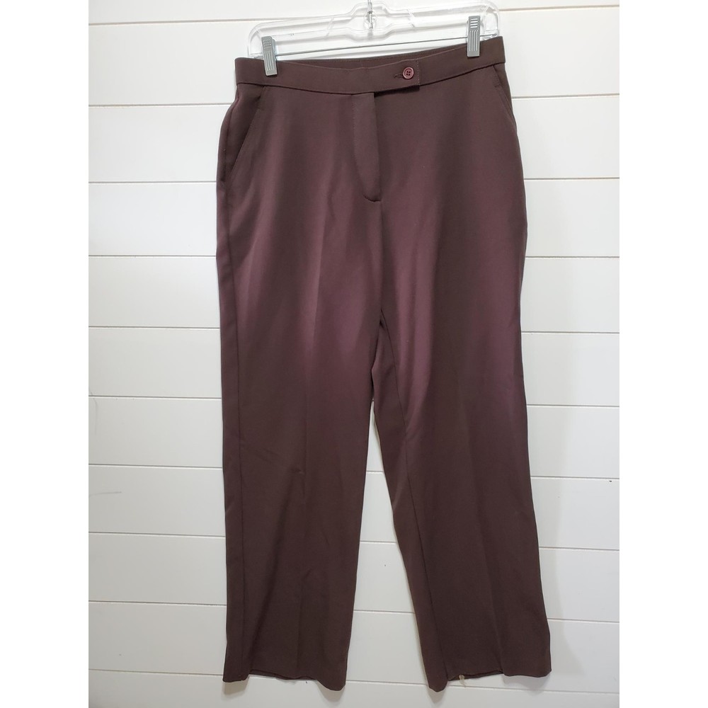Investments Petite womens size 10P brown comfy dress pants trousers work pockets